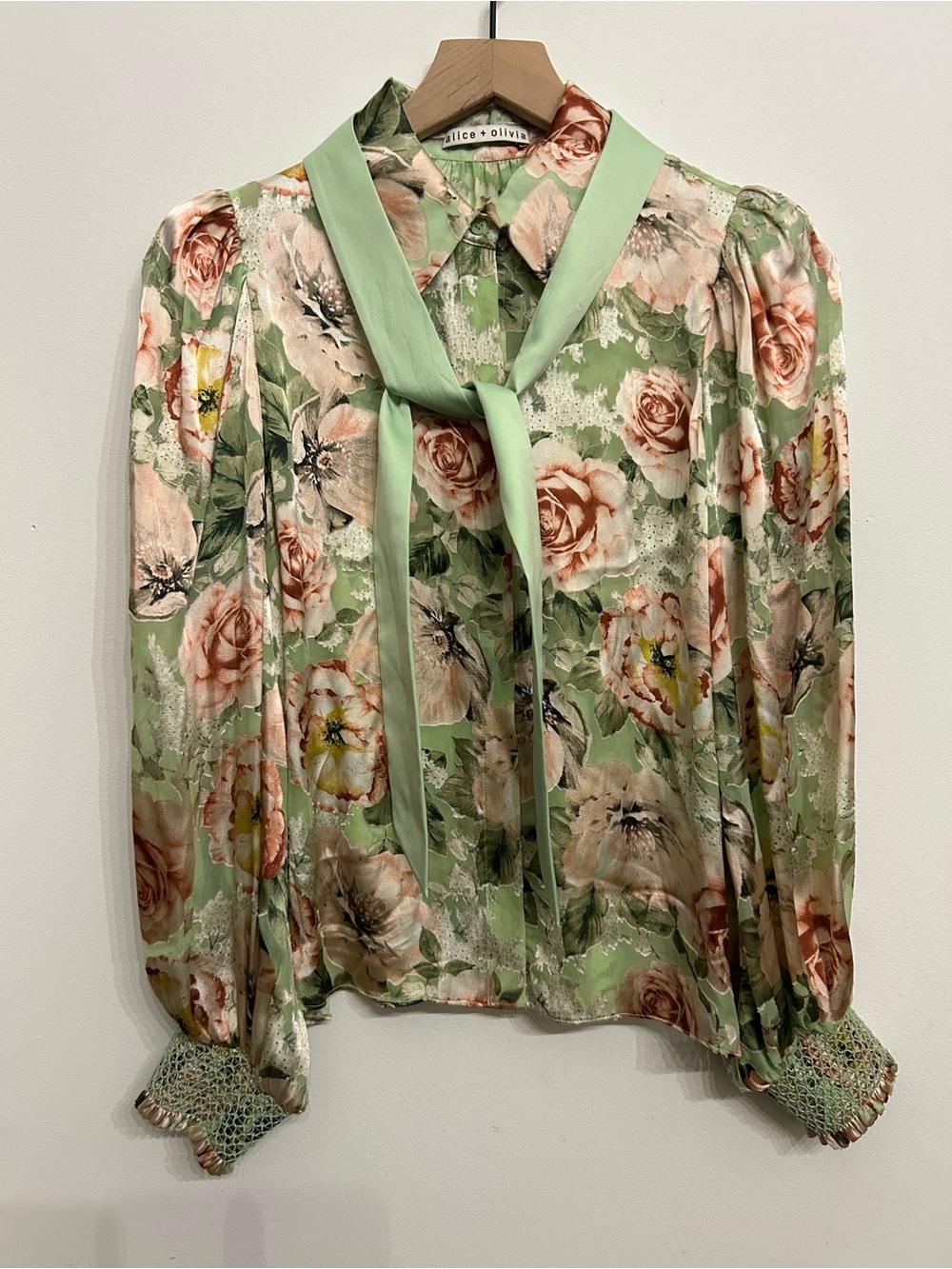 Alice and Olivia Brentley tie neck blouse